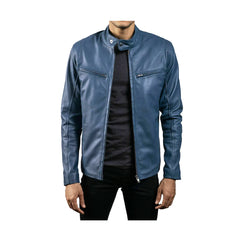 Blue Simple Leather Jacket