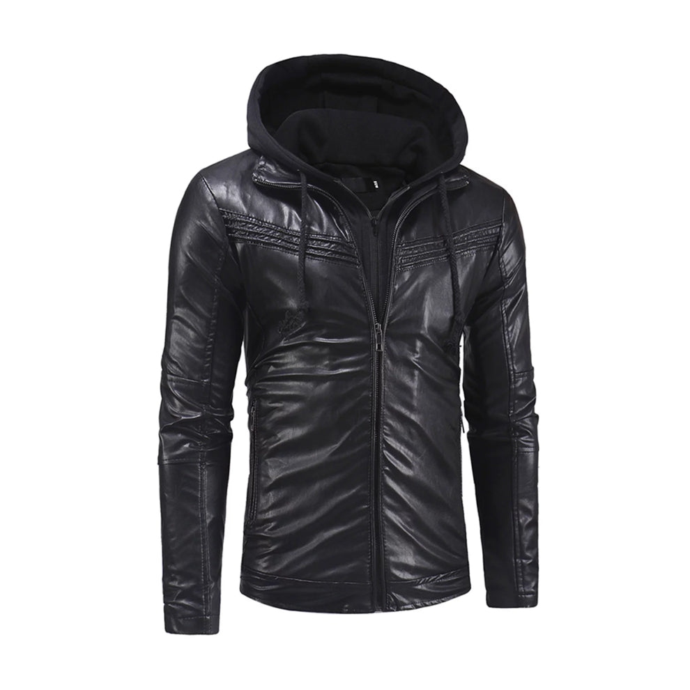 Hooded Style Genuine Leather Jacket