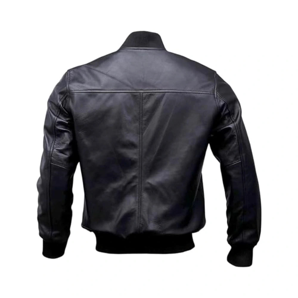 Black Bomber Leather Jacket