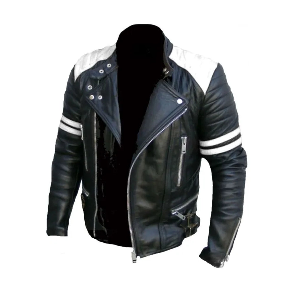 Brando Black Biker Real Leather Jacket