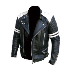 Brando Black Biker Real Leather Jacket