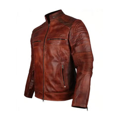 Cafe Racer Vintage Brown Biker Leather Jacket