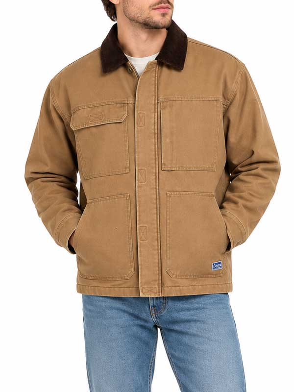 Mens Brown Canvas Chore Cotton Jacket