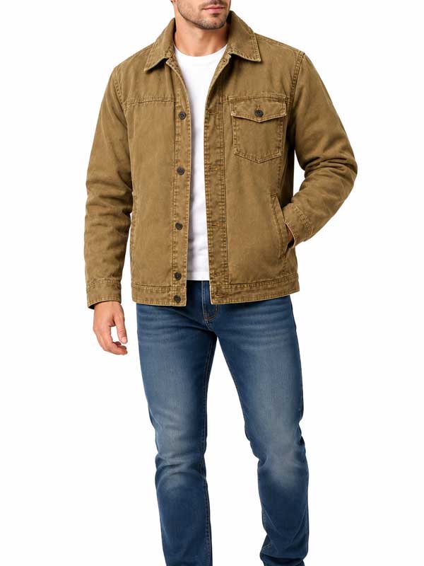 Mens-Brown-Cotton-Trucker-Jacket