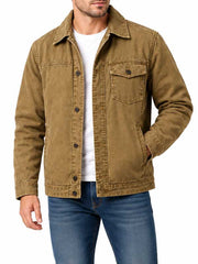 Men's Brown Cotton Workwear Shirt Jacket