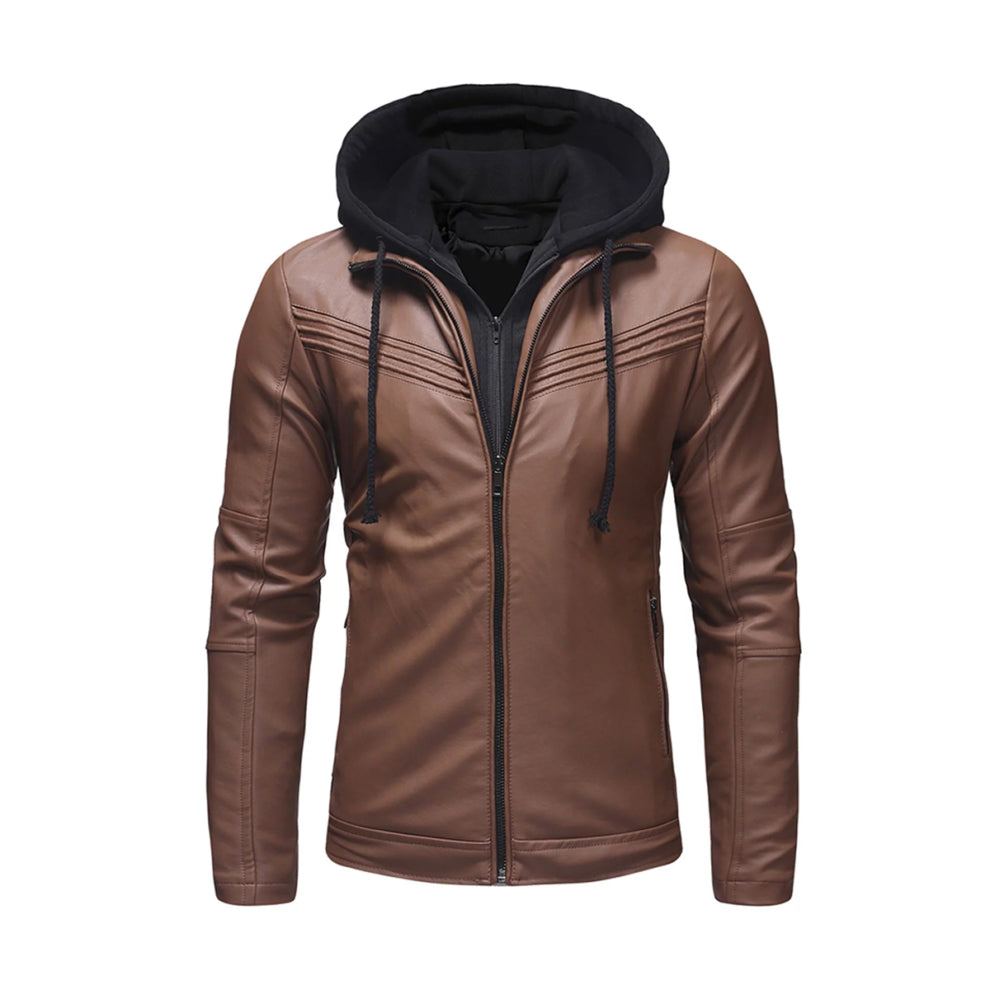 Hooded Style Genuine Leather Jacket