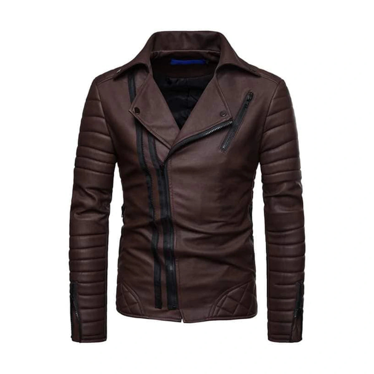 Quilted Wind Proof Shipskin Brown Leather Jacket