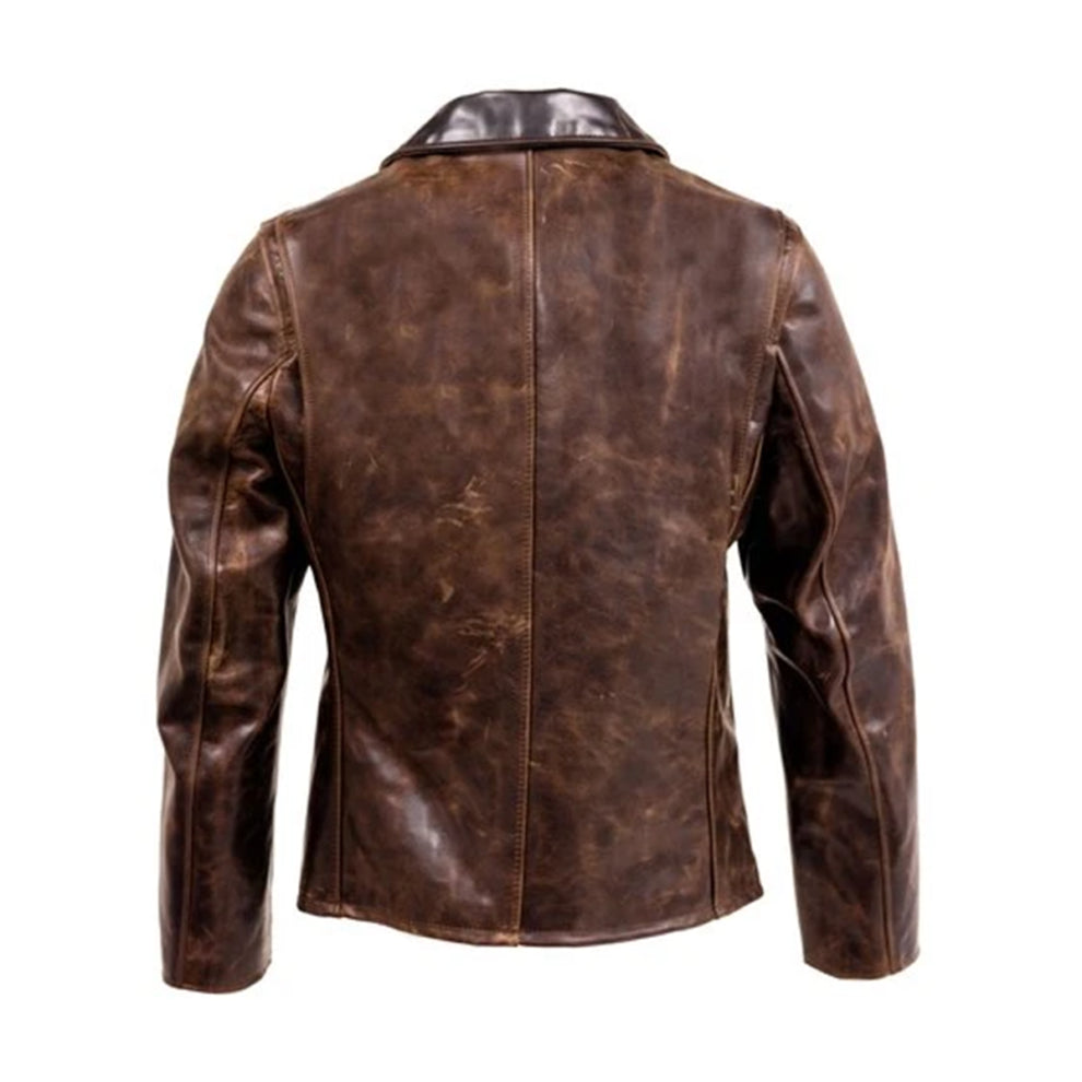 Distressed Brown Leather Jacket