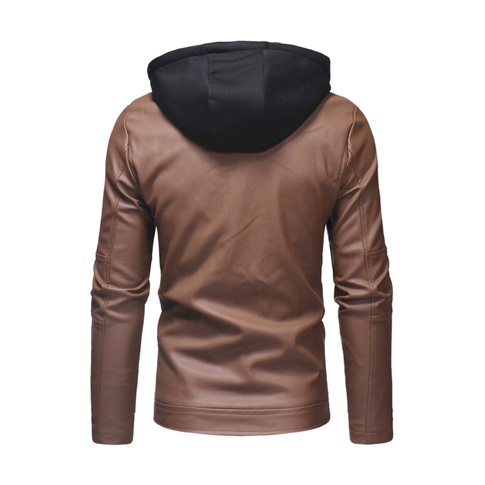 Hooded Style Genuine Leather Jacket