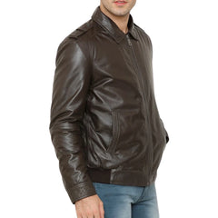 Classic Brown Bomber Leather Jacket