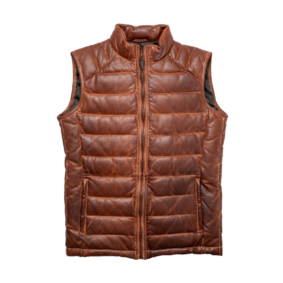 Brown Down Leather Vest