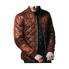 Diamond Quilted Genuine Leather Jacket