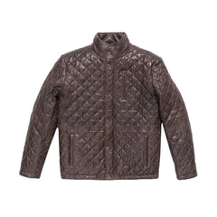 Dark Brown Quilted Real Leather Jacket