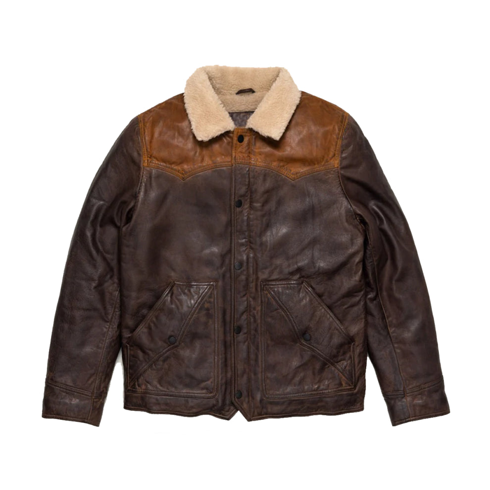 Brown Sherpa Genuine Leather Jacket