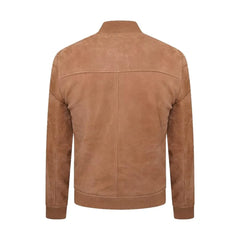 Brown Suede Leather Bomber Jacket