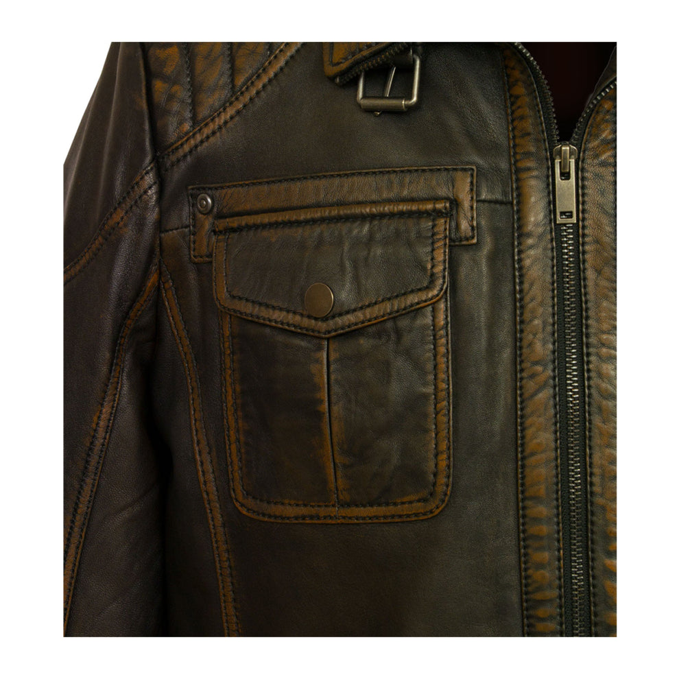 Distress Brown Trucker Genuine Leather Jacket