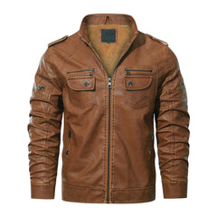 Brown Biker Trucker Style Leather Jacket