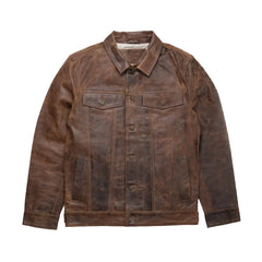 Trucker Style Genuine Leather Jacket