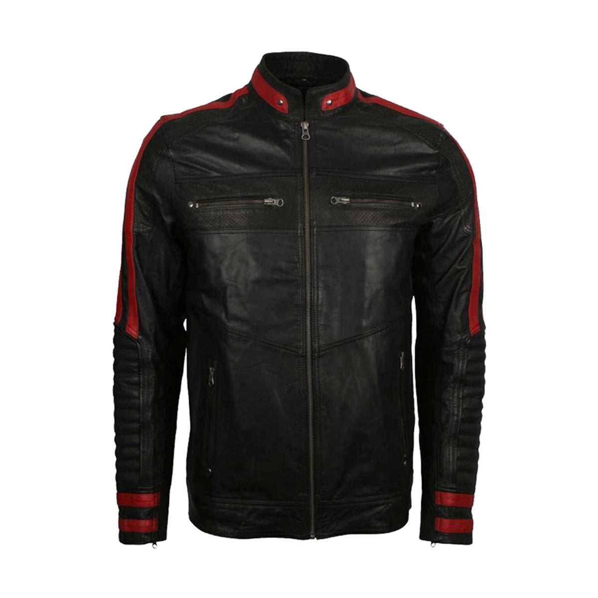 Cafe Racer Black Biker Leather Jacket