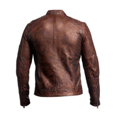 Vintage Biker Motorcycle Brown Cafe Racer Leather Jacket