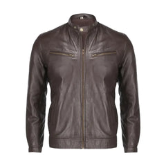 Dark Brown Biker Genuine Leather Jacket