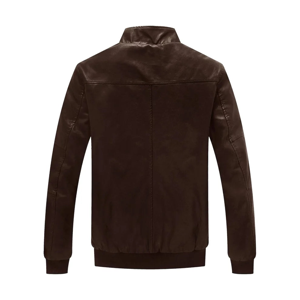 Dark Brown Bomber Leather Jacket