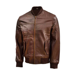 Dark Brown Bomber Biker Leather Jacket