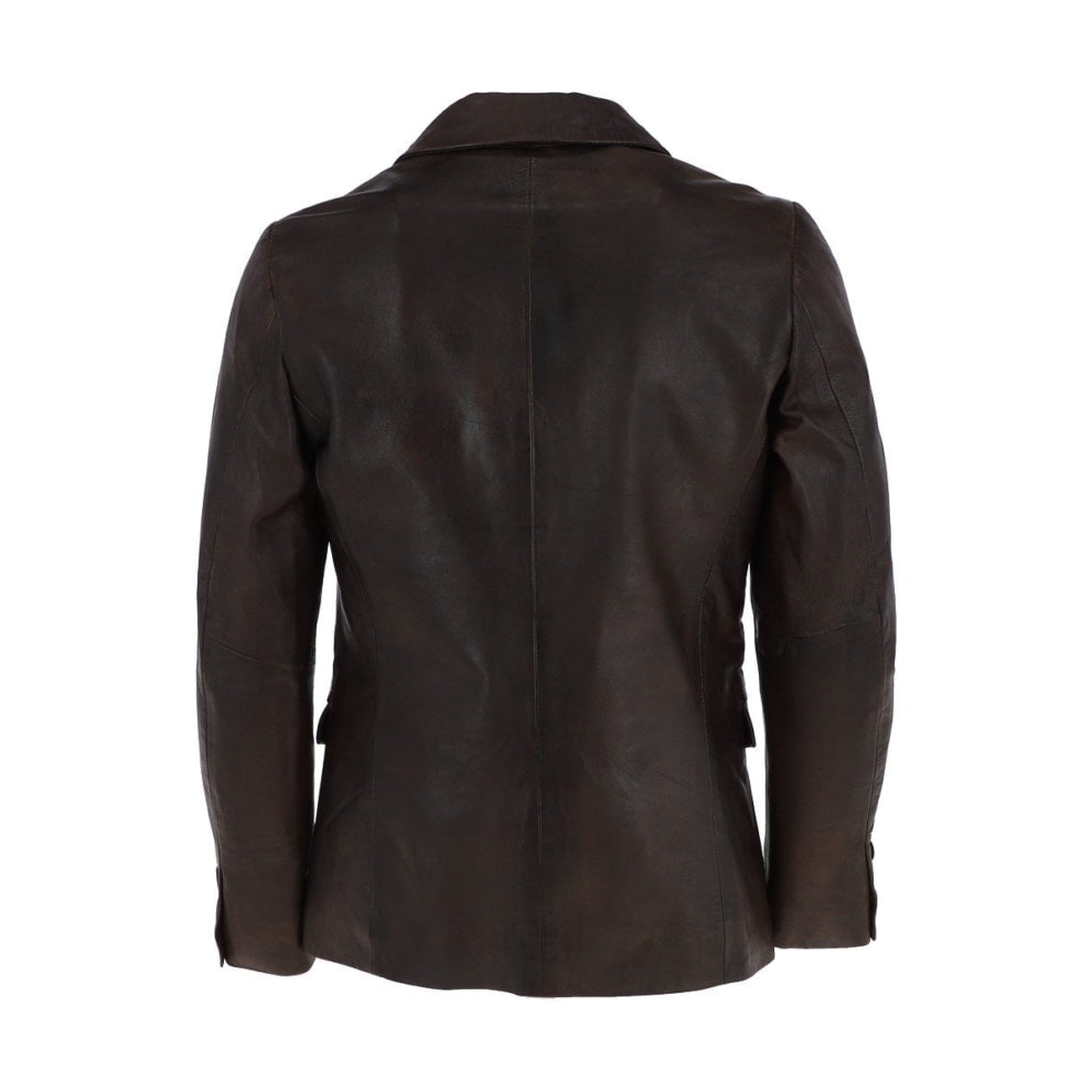 Dark Brown Genuine Leather Blazer