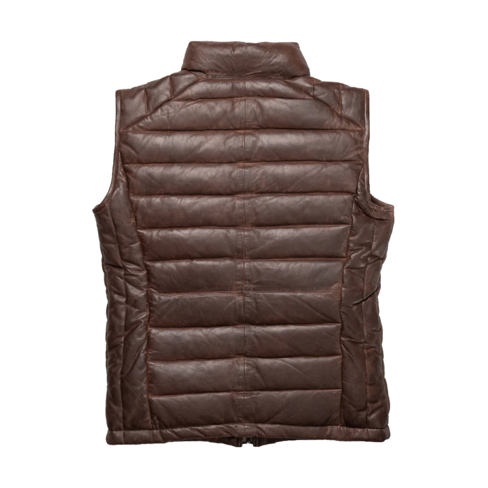 Dark Brown Down Genuine Leather Vest