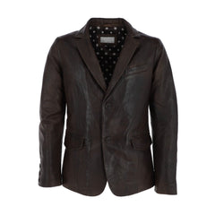 Dark Brown Genuine Leather Blazer