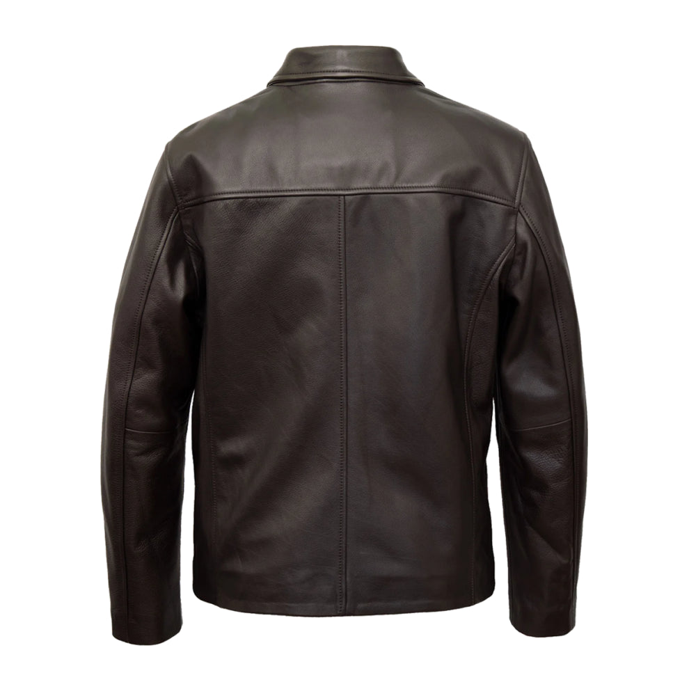 Shirt Style Dark Brown Genuine Leather Jacket