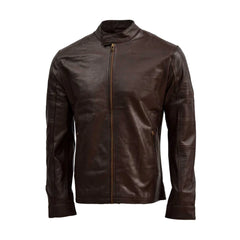 Dark Brown Regular Fit Genuine Leather Jacket