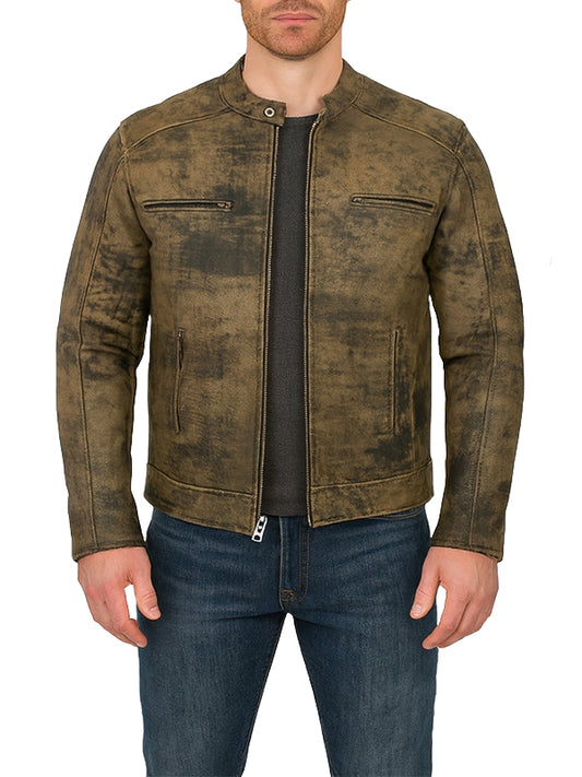 Mens Distressed Brown Leather Jacket