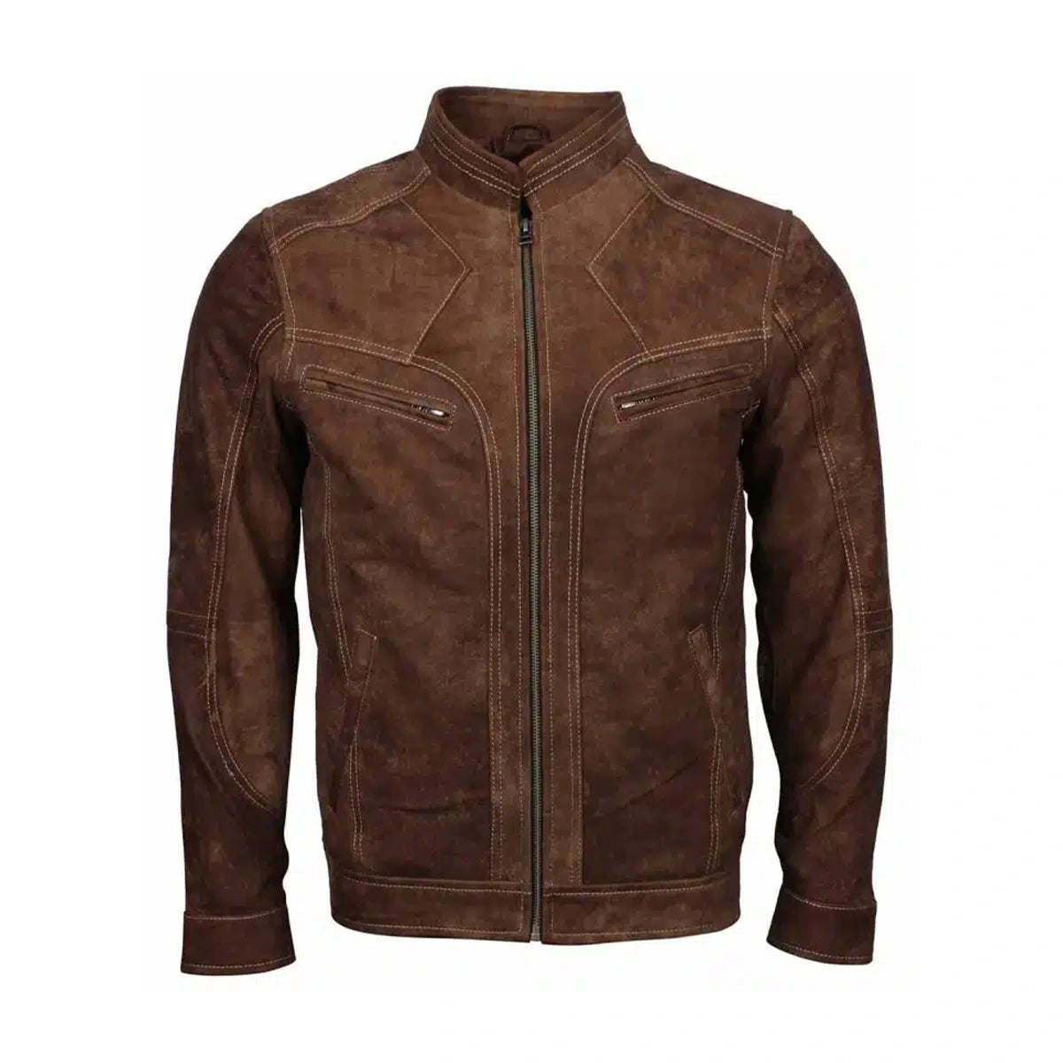 Vintage Distressed Biker Suede Leather Jacket