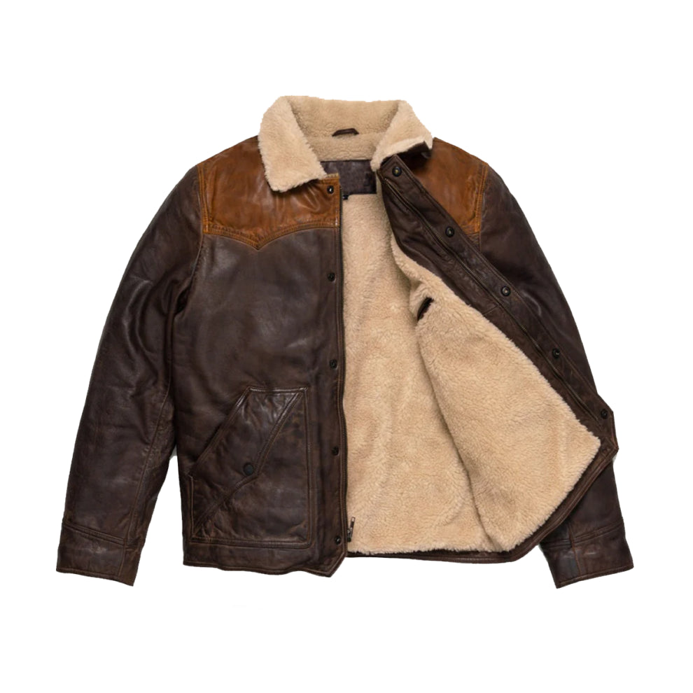 Brown Sherpa Genuine Leather Jacket