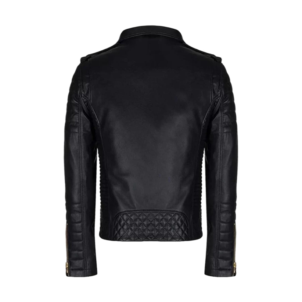 Black Vintage Biker Style Genuine Leather Jacket