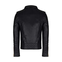 Black Vintage Biker Style Genuine Leather Jacket