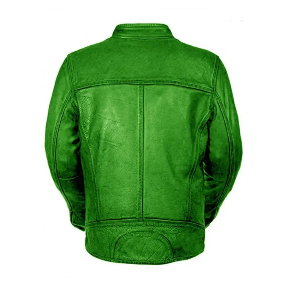 Green Vintage Real Biker Leathers Jacket