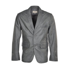 Grey Genuine Leather Blazer