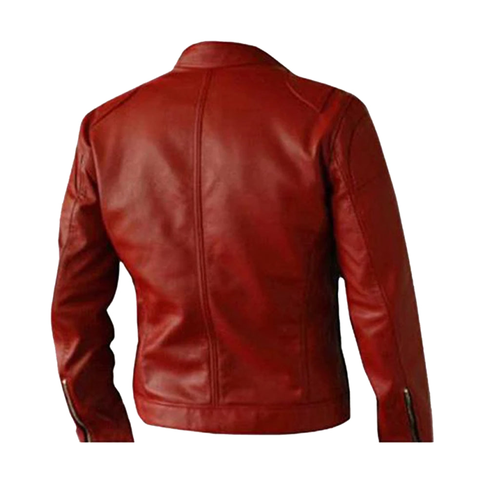 Biker Elegant Red Leather Jacket