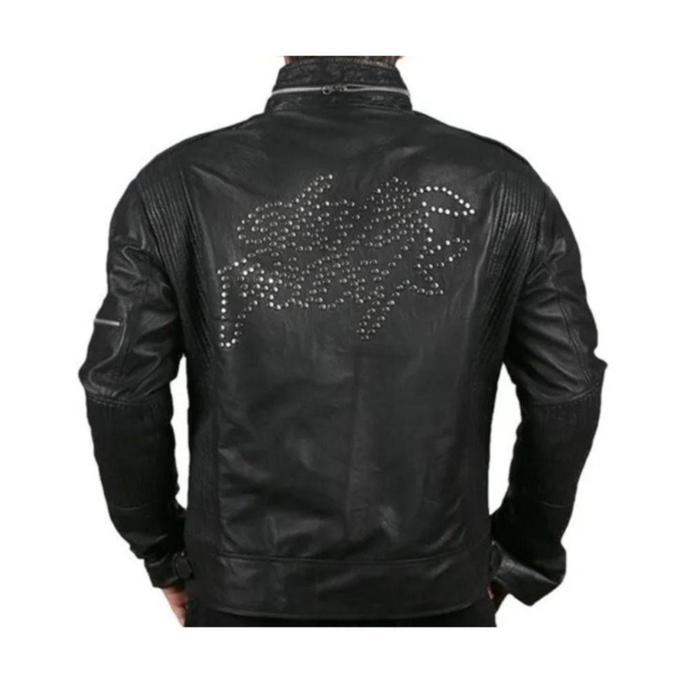 Black Draft Punk Genuine Leather Jacket