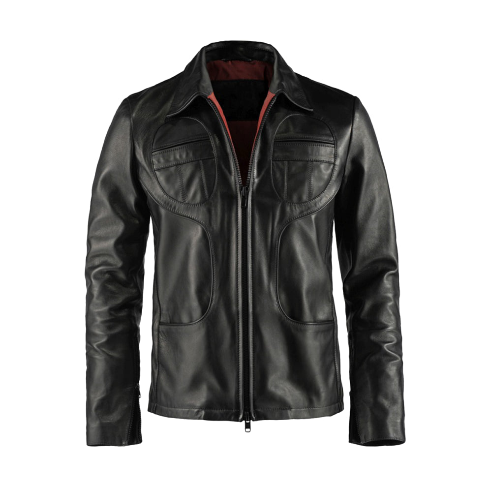 Black Shirt Style Leather Jacket