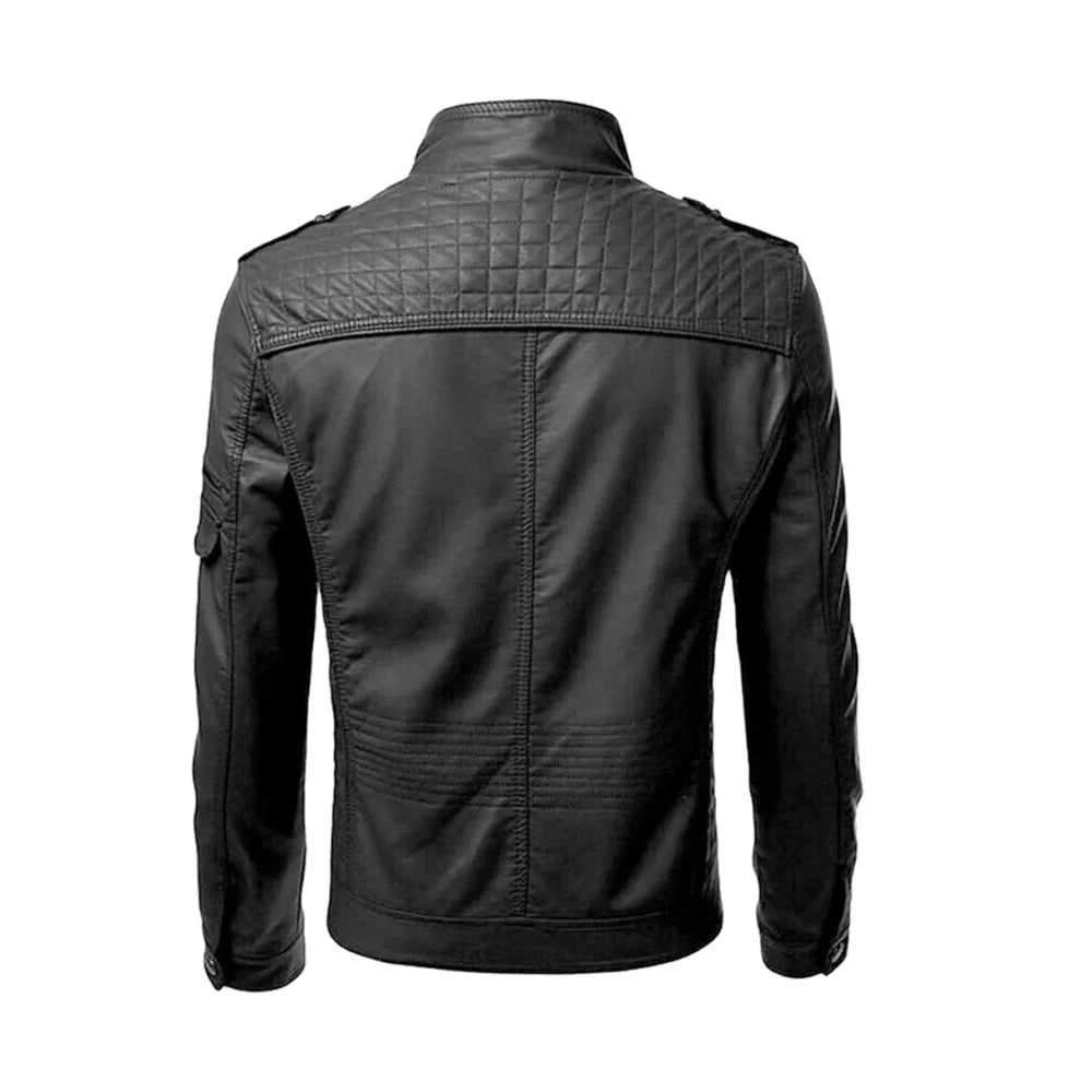 Black Quilted Leather Jacket