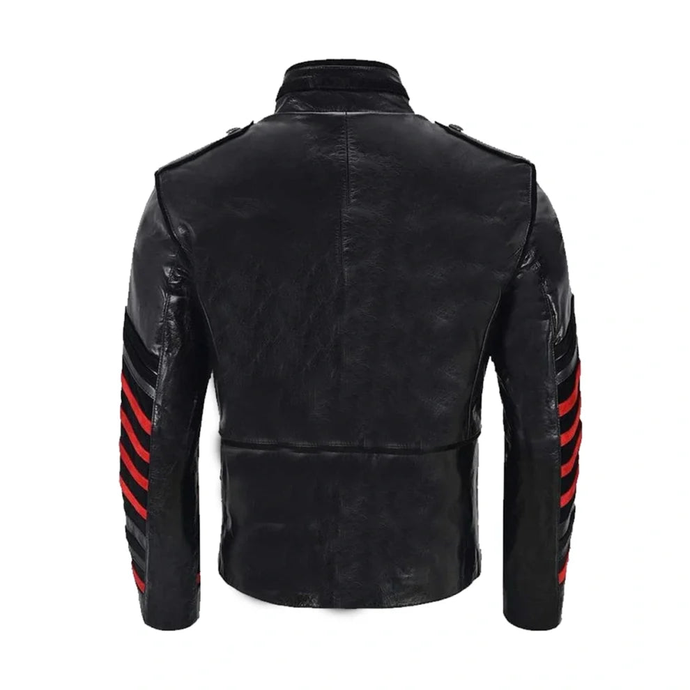 Black Militry Style Real Leather Jacket