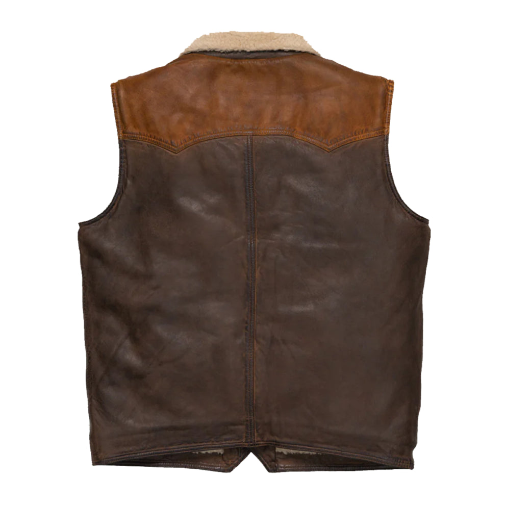 Brown Sherpa Leather Vest