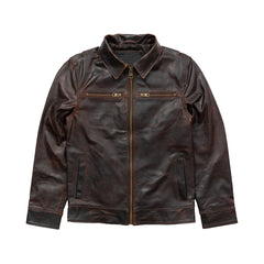 Dark Brown Shirt Style Biker Leather Jacket