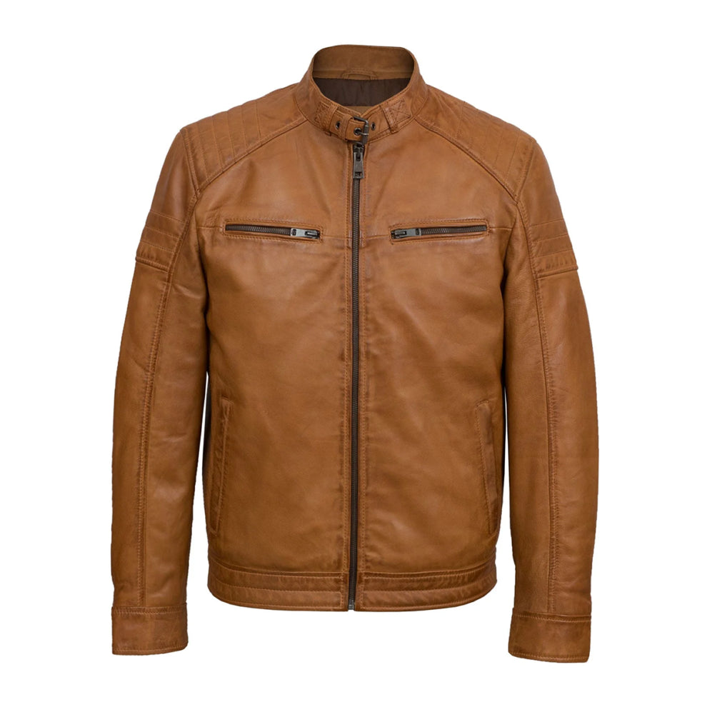 Tan Brown Biker Leather Jacket