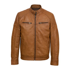 Tan Brown Biker Leather Jacket