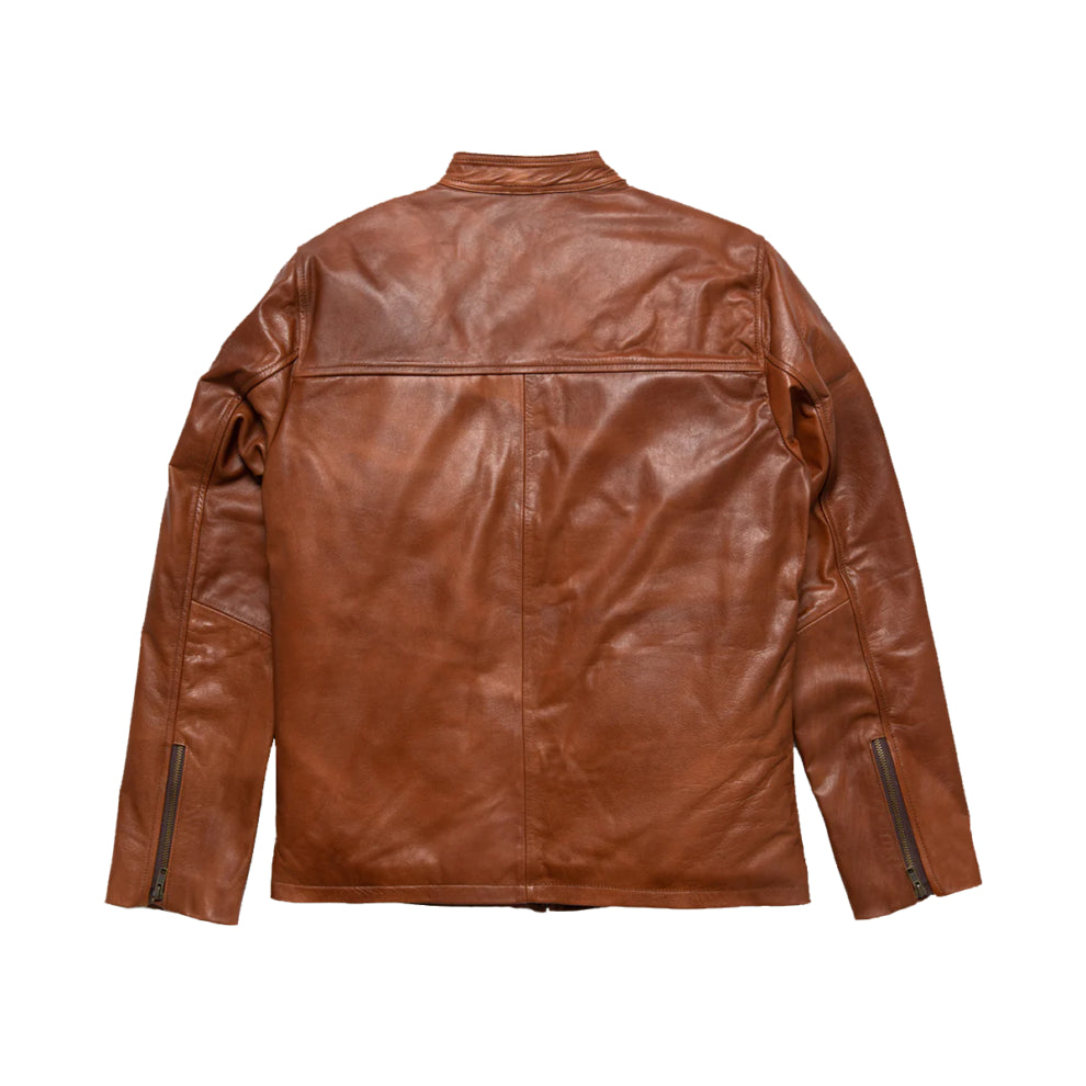 Tan Brown Biker Shirt Style Leather Jacket