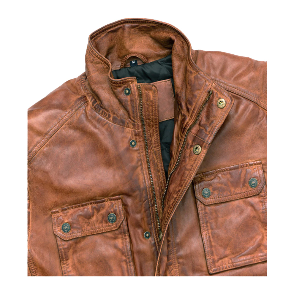 Tan Brown Trucker Genuine Leather Jacket